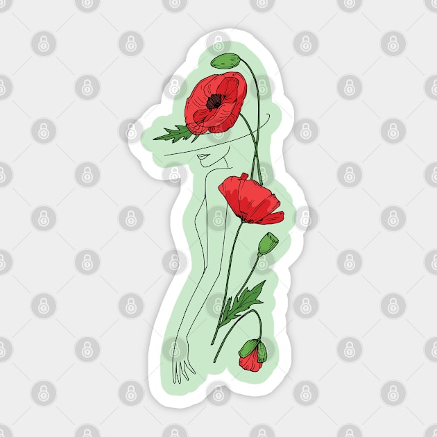 Red Poppy Sticker by JabsCreative